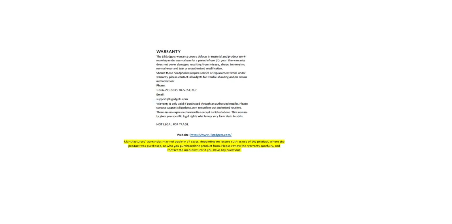 Lilgadgets Warranty Information