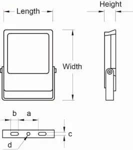 DAVIS LIGHTING FLE200WxK Flashlight - Dimensions
