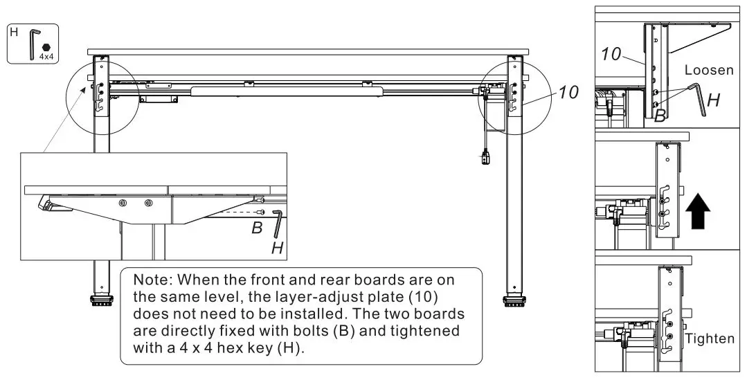 FLEXISPOT EF1B-5528B Duplex Standing Desk Installation Guide - Adjust the Height of Rear Board
