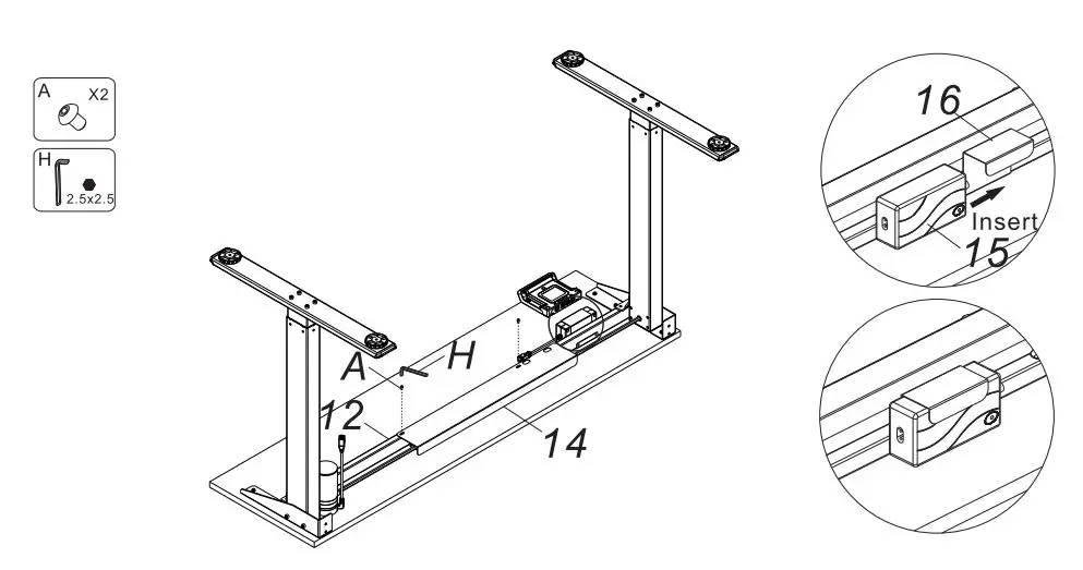 FLEXISPOT EF1B-5528B Duplex Standing Desk Installation Guide - Install Baffles and Adapter