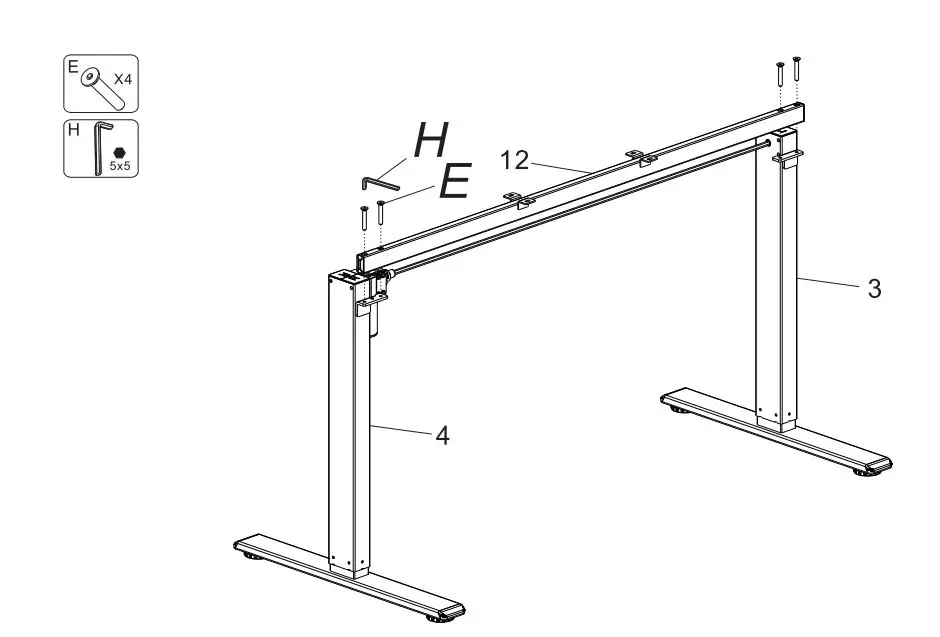 FLEXISPOT EF1B-5528B Duplex Standing Desk Installation Guide - Install Crossbeam