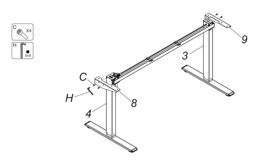 FLEXISPOT EF1B-5528B Duplex Standing Desk Installation Guide - Install Support Plates