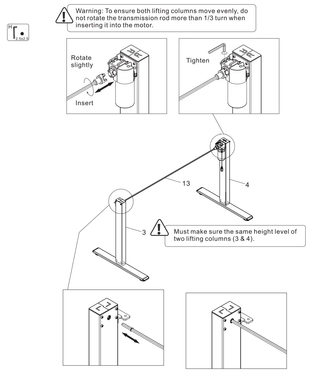 FLEXISPOT EF1B-5528B Duplex Standing Desk Installation Guide - Install Transmission Rod