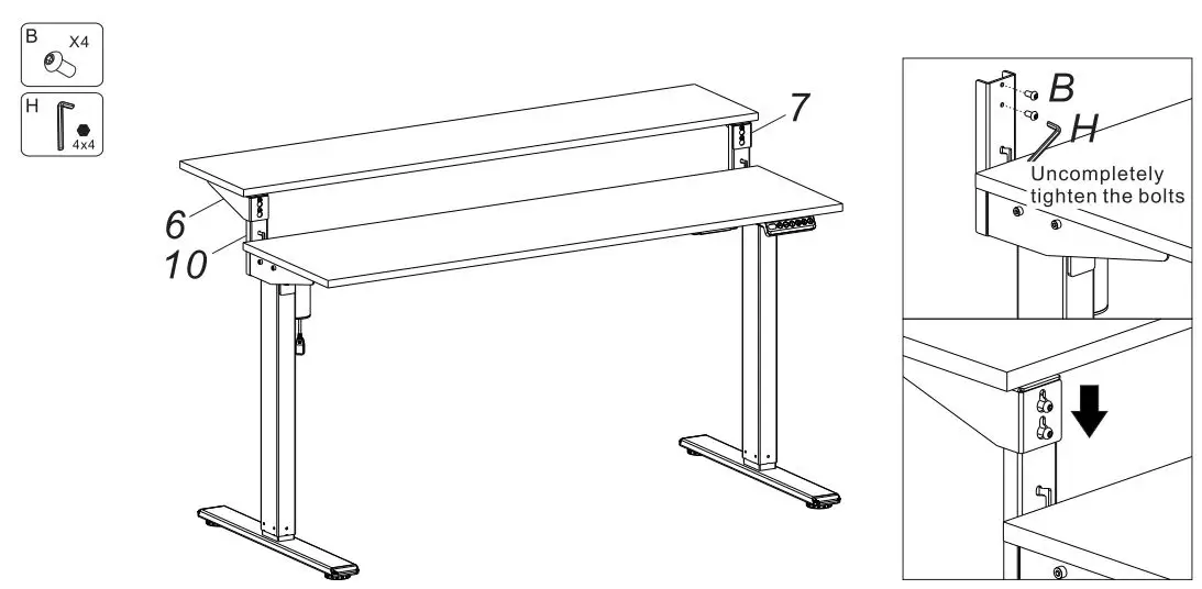 FLEXISPOT EF1B-5528B Duplex Standing Desk Installation Guide - Install the Rear Board Part