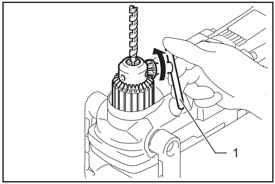 makita DA001G Cordless Angle Drill - Chuck key