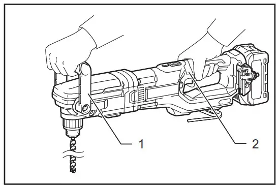 makita DA001G Cordless Angle Drill - Front handle 3