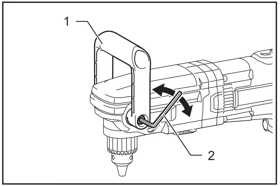 makita DA001G Cordless Angle Drill - Front handle