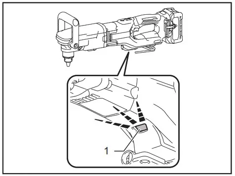 makita DA001G Cordless Angle Drill - Lighting up the front lamp
