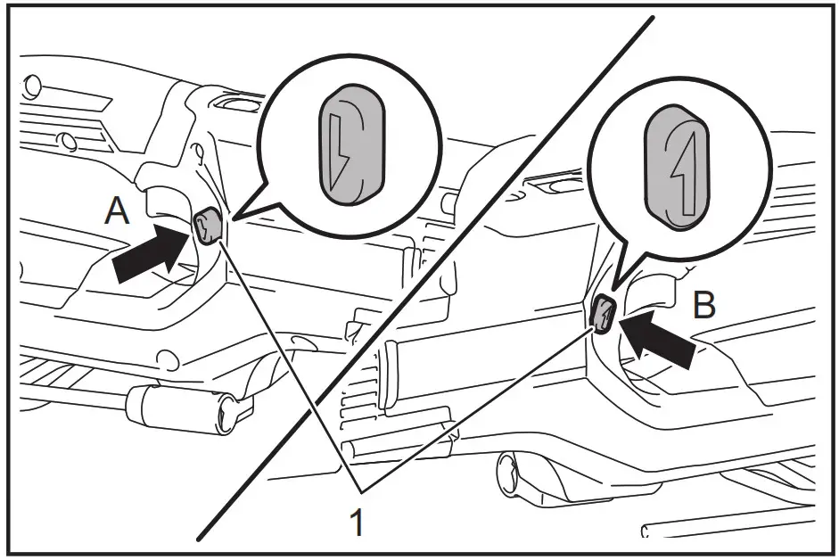 makita DA001G Cordless Angle Drill - Reversing switch action