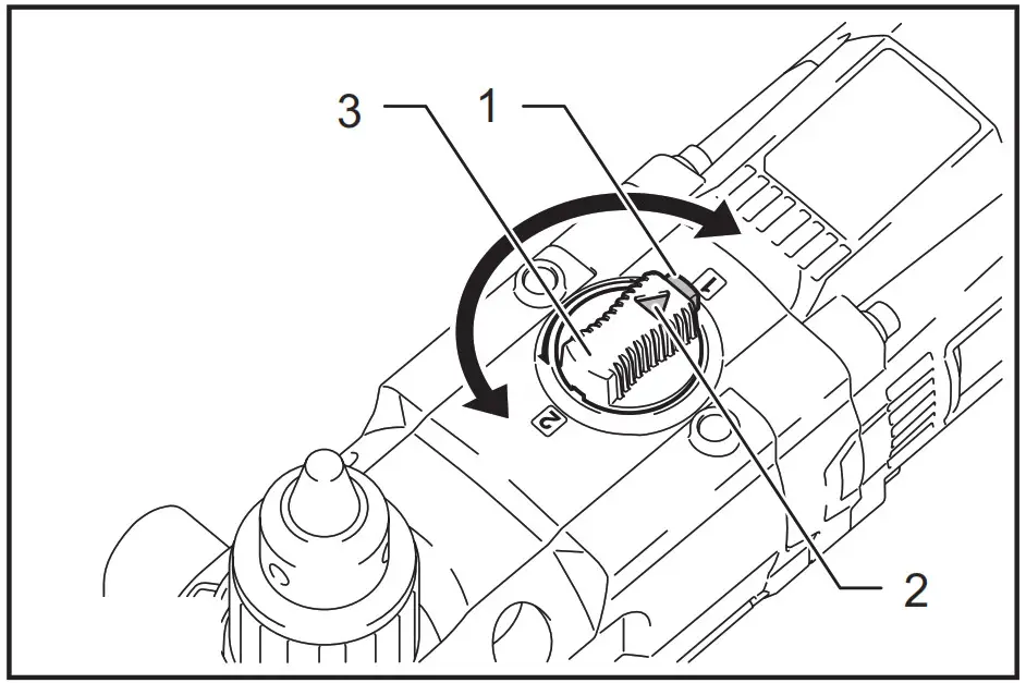 makita DA001G Cordless Angle Drill - Speed change