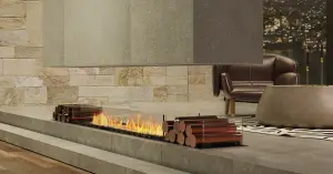 a bench in front of a building