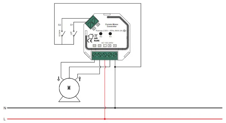zigbee SR ZG9080A Curtain Motor Controller- Wiring Diagram