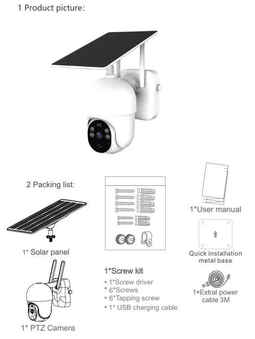 SUNSKY S22 WiFi Intelligent Solar Energy Alert PTZ Camera- Package