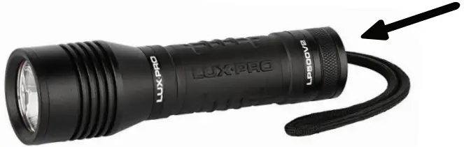 LUXPRO LP500V2 Advanced Small Handheld LED Flashlight - button