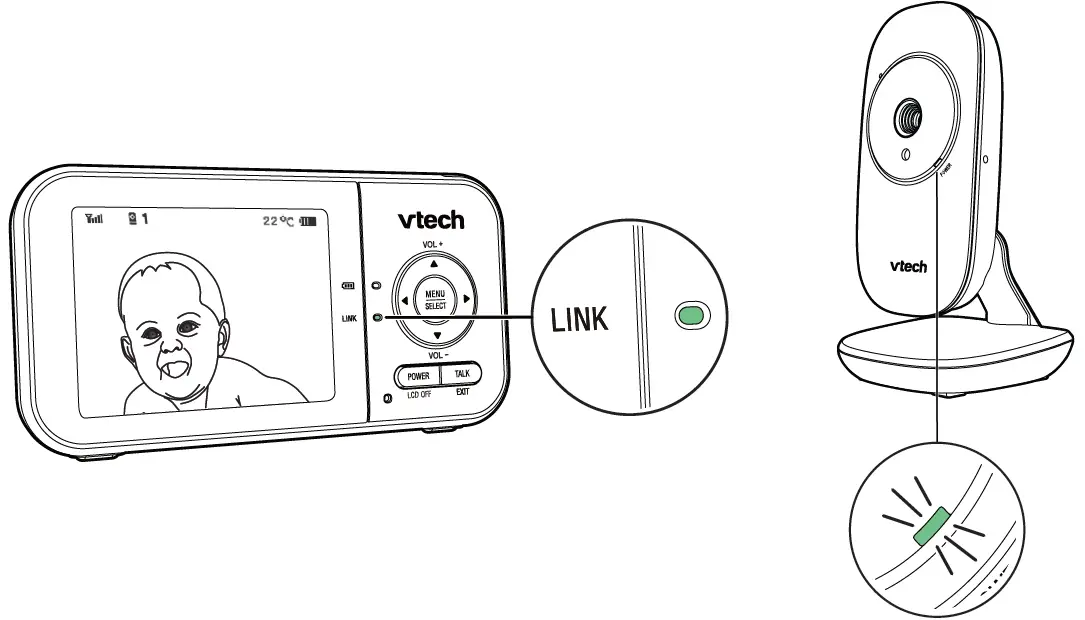 vtech VM819-2 Video Baby Monitor