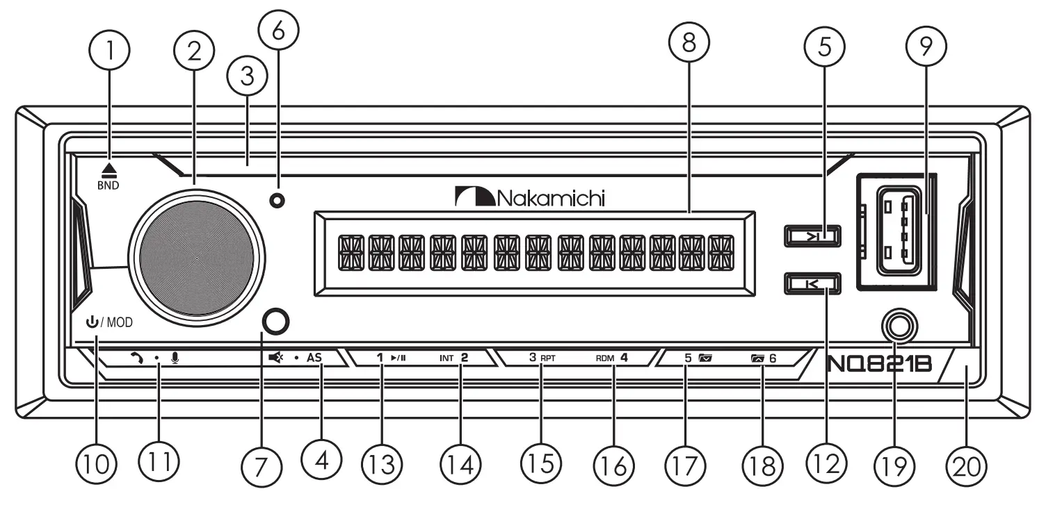 Nakamichi NQ821B CD Receiver - panel 1