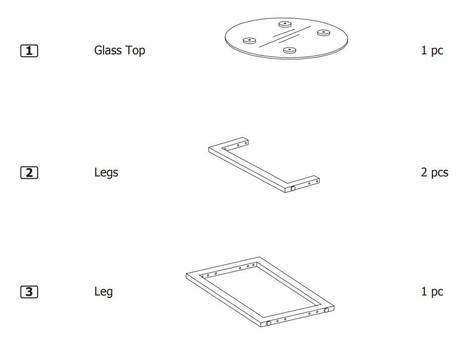 Orion Side Table Instructions - COMPONENT CHECKLIST
