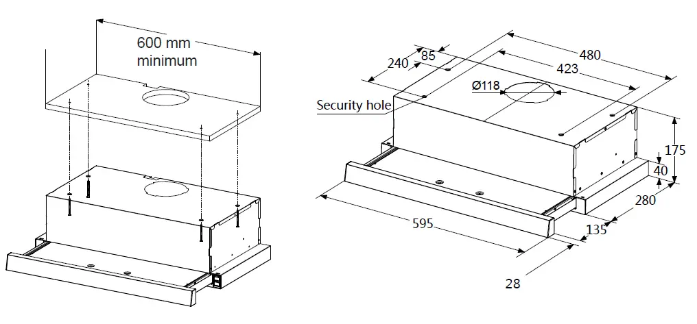 kleenmaid RHSOR61 60cm Slide Out Rangehood fig 15