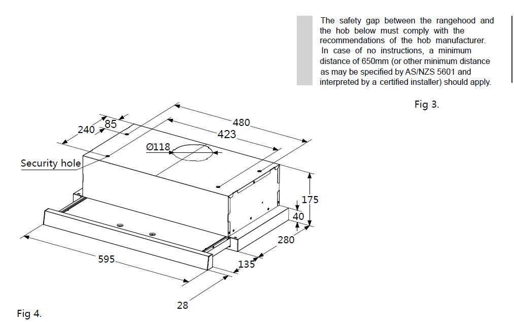 kleenmaid RHSOR61 60cm Slide Out Rangehood fig 8