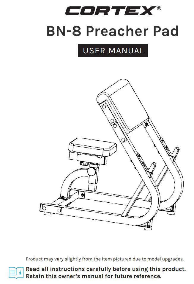 CORTEX BN-8 Preacher Pad User Manual