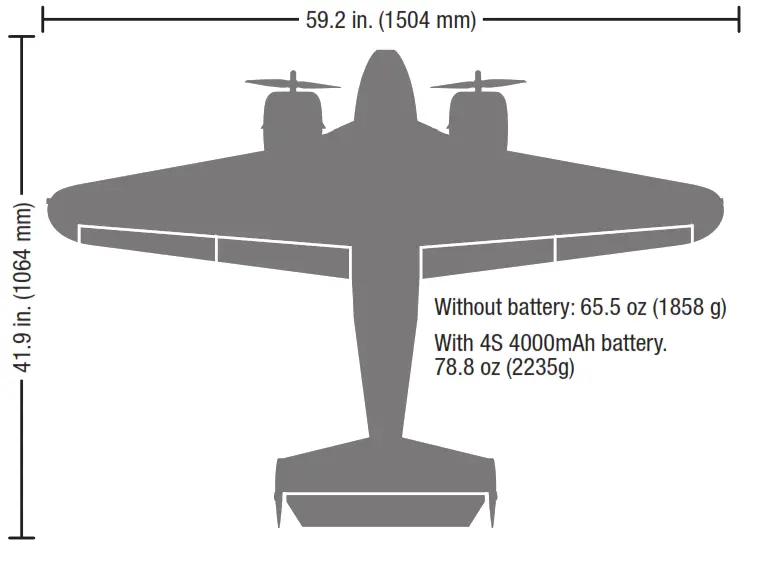 E-flite EFL106250 Beechcraft D18 1 5m Bind N Fly Basic Electric Airplane - fig 1