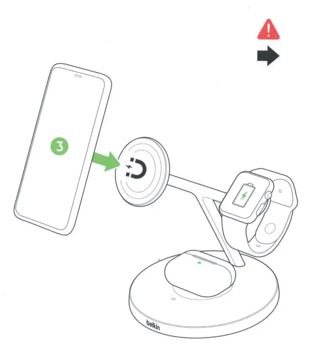 belkin 599WIZ017B Boost and Charge Pro 3 In 1 Wireless Charger with MagSafe - Fig