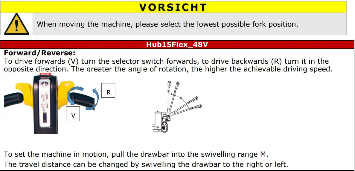 HOLZMANN HUB15FLEX 48V Electric Pallet Truck User Manual - Move forward