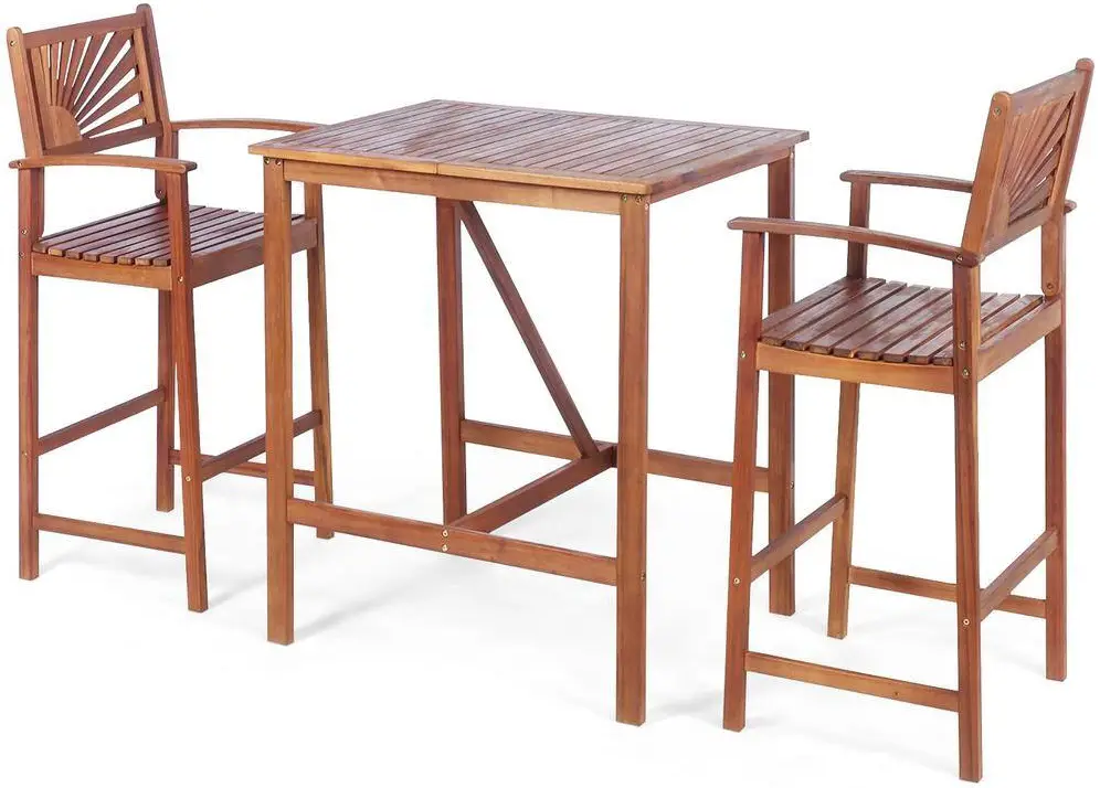 COSTWAY NP10004 3 Pcs Bar Table Set