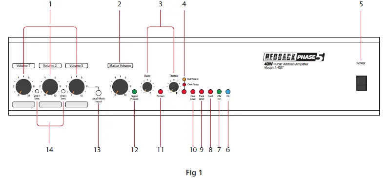 redback A 4037 43 47 Four Input PA Amplifier-1