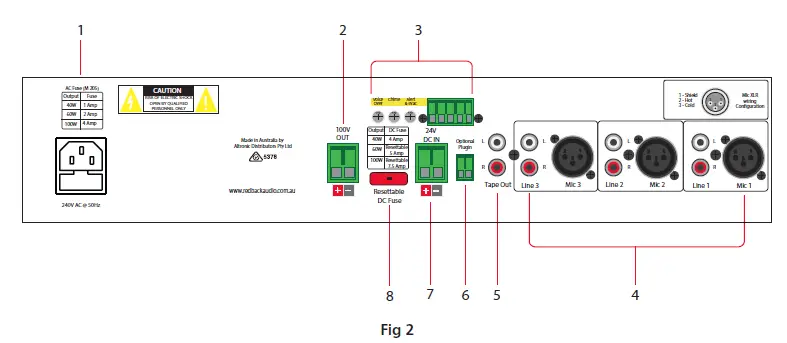 redback A 4037 43 47 Four Input PA Amplifier-2