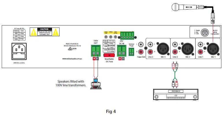 redback A 4037 43 47 Four Input PA Amplifier-5