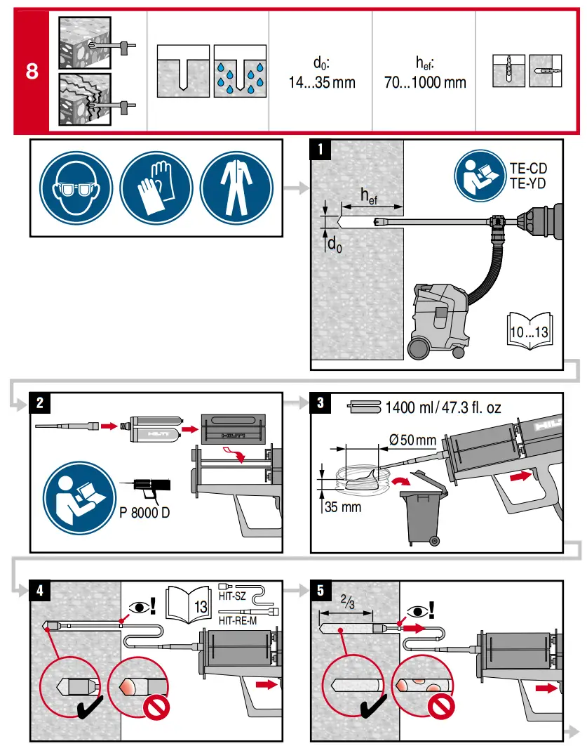 HILTI HIT-RE 500 V3 1400 Jumbo Injectable Adhesive Anchor - fig 17