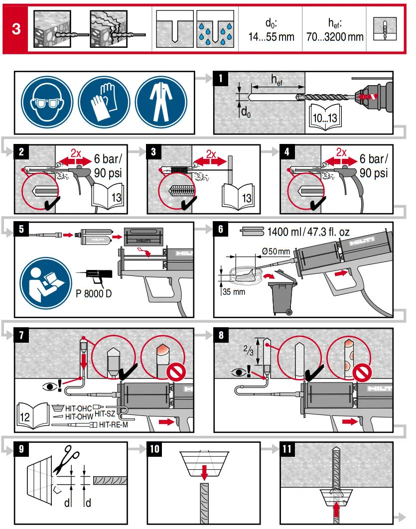 HILTI HIT-RE 500 V3 1400 Jumbo Injectable Adhesive Anchor - fig 7