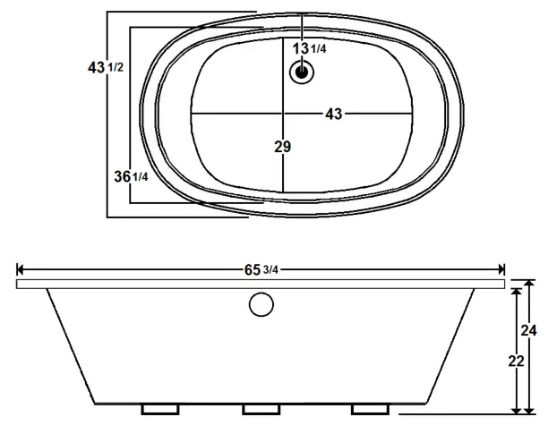 Laurel Mountain CREWE 1 66 x 43 Inch Drop In Acrylic Tub-fig1