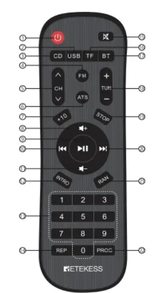 RETEKESS TR634 CD Boombox - Remot
