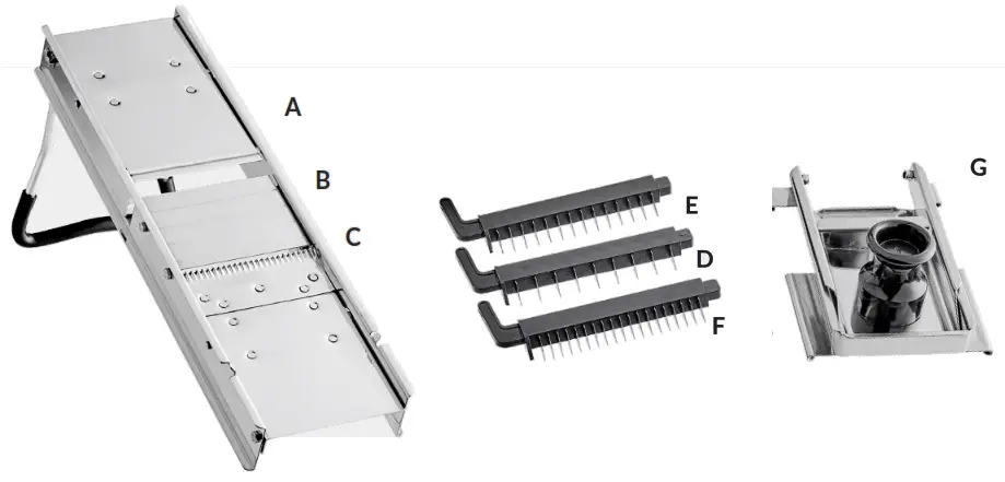 CHOICE 407SSMANO3IB Stainless Steel Mandoline with 5 Blades - 1