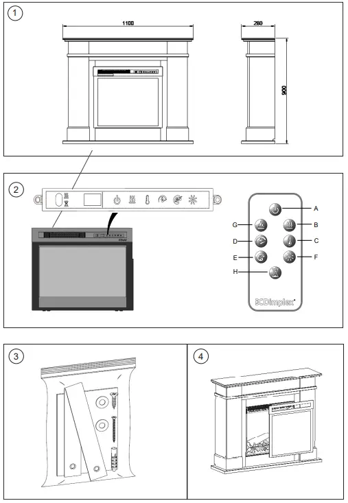 Dimplex XHD23L-AU-RL Electric Firebox Rail Suite - overview