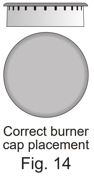 Check burner cap
placement