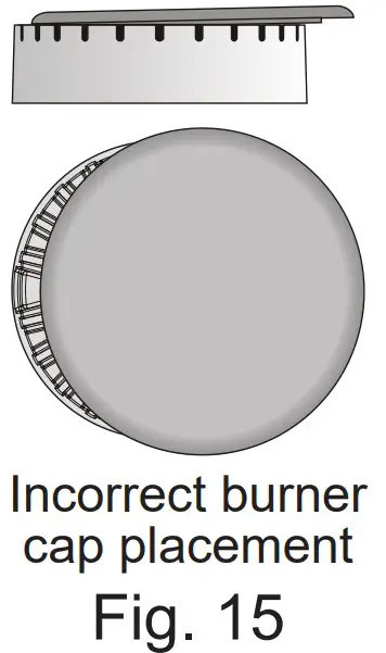 Check burner cap
placement