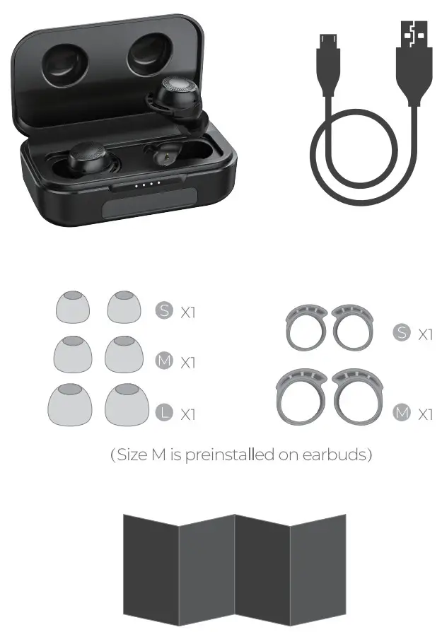 Aminy U-Air 6 IPX8 Waterproof In Ear Sport Bluetooth Earphone - PACKING LIST