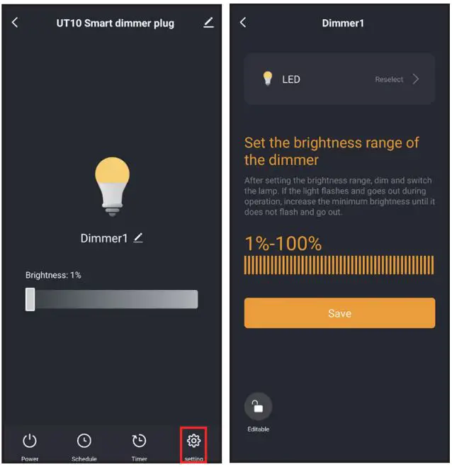 otdair 31939191 Smart Plug in Dimmer User Manual - Choose the brightness range