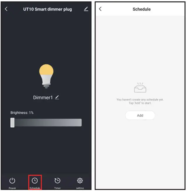 otdair 31939191 Smart Plug in Dimmer User Manual - Schedule setting
