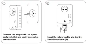 hama 00053307 Socket Powerline 600 Mbps Set - Installing the first Adapter (A)