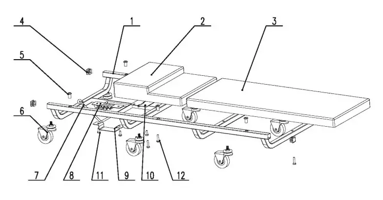 PITTSBURGH AUTOMOTIVE SCR74 Heavy Duty Creeper with Adjustable Headrest- Parts List and Diagram