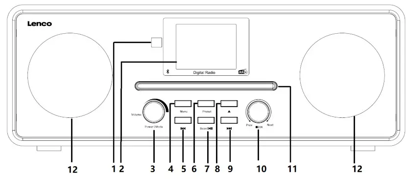 Lenco DAR-061 DAB+ FM Radio- FRONT VIEW