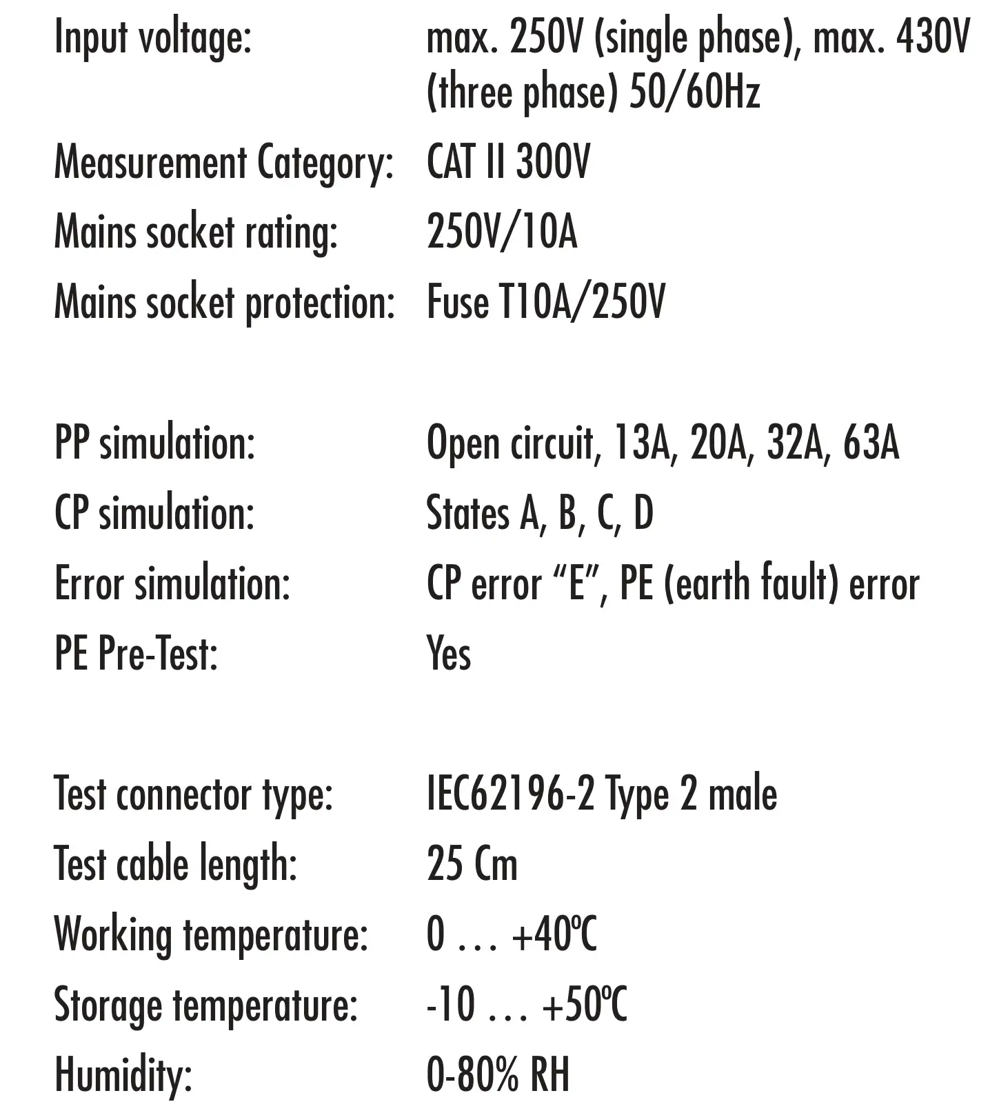 KEWTECH KEWEVSE Testing Charger Adapter - Specifications