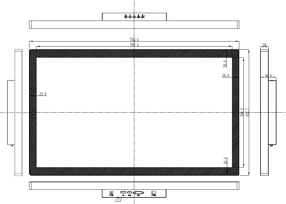 LM-3237-26-4K 32 Inch Wide 4K Ultra HD Touch Monitor- Mechanical Drawing