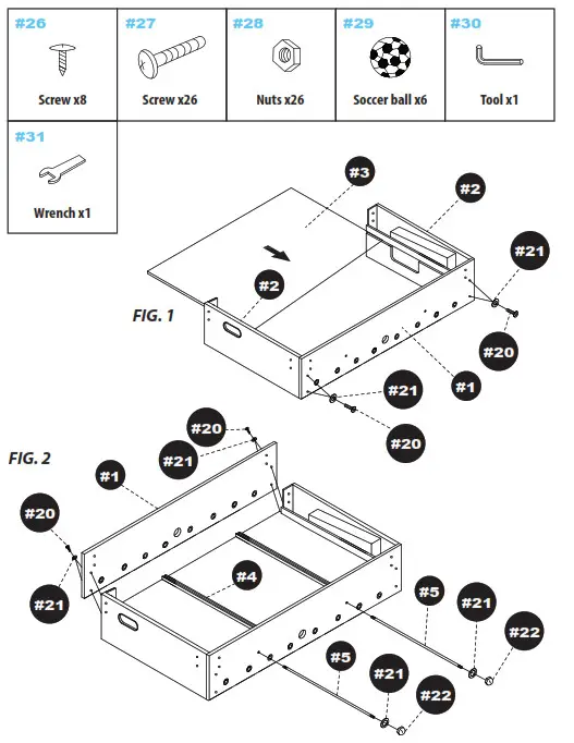 serenelife SLFSBLT75N 48 Inch Competition Sized Foosball Table- PARTS LIST 2