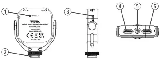 VARYTEC VP-M5 Mobile Video BiLight - Operating elements