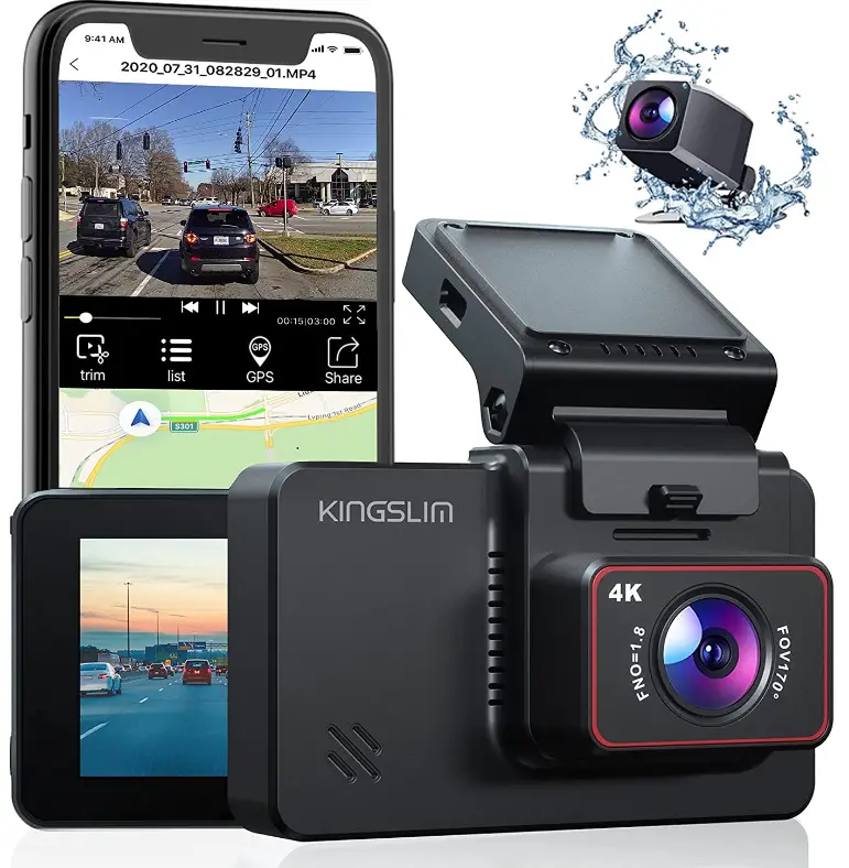 Kingslim-D4-4K-Dual-Dash-Cam-with-Built-in-WiFi-GPS,-Front,-Rear-Dual-Dash-Camera-image